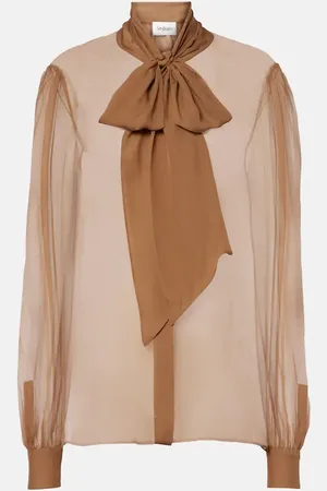 Saint Laurent Tie-neck silk chiffon blouse