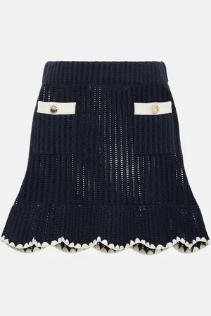 Self-Portrait Scalloped crochet miniskirt