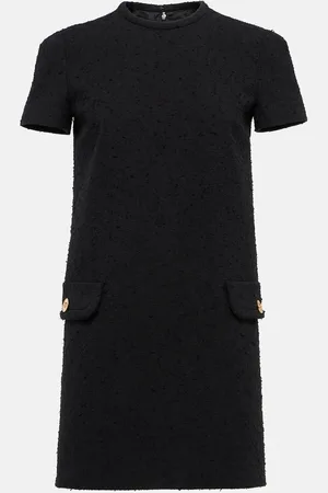 VERSACE Cotton-blend tweed shift dress