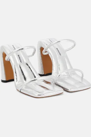 Proenza Schouler Square Slide metallic leather sandals