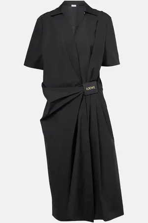 Loewe Gathered cotton poplin wrap dress