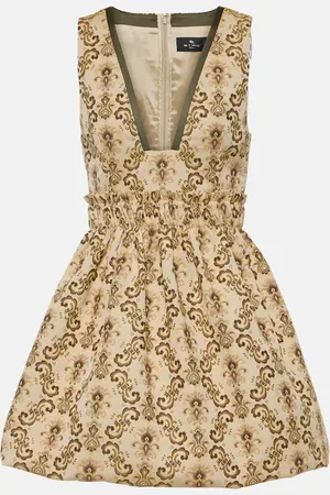 Etro Plunge-neck jacquard minidress