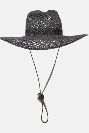 Ruslan Baginskiy Logo leather-trimmed straw fedora