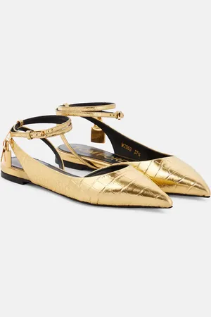 Tom Ford Padlock croc-effect ballet flats