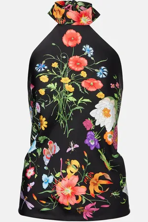 Gucci Floral halterneck silk twill top