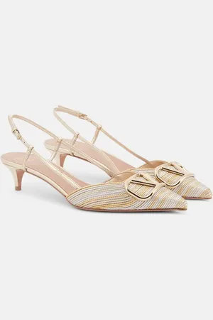 VALENTINO GARAVANI VLogo metallic leather slingback pumps
