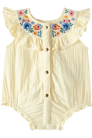 Louise Misha Baby Jade embroidered cotton playsuit