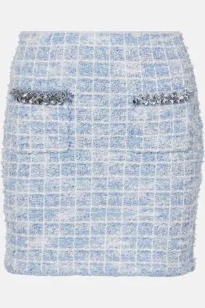Self-Portrait Checked embellished tweed miniskirt
