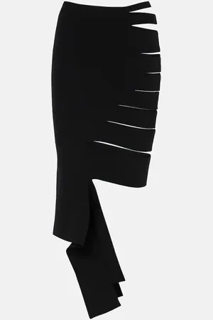 MUGLER Asymmetric cutout midi skirt