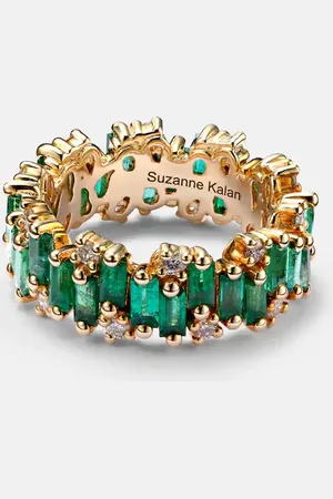 Suzanne Kalan 18kt gold ring with emeralds