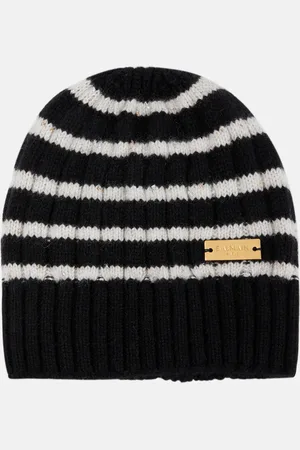Balmain Striped cashmere beanie hat