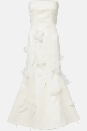 ROTATE Bridal floral-appliquÃ© midi dress