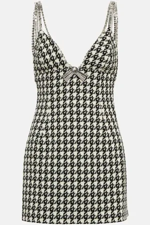 AREA Houndstooth wool-blend minidress