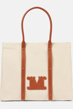 Max Mara Brava leather-trimmed canvas tote bag