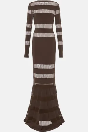 Norma Kamali Mesh-panelled gown