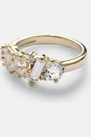 Suzanne Kalan Nadima Glimmer 14kt gold ring with diamonds and topaz