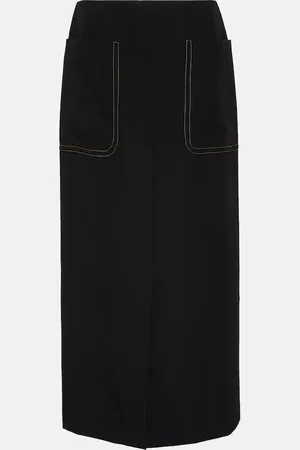 DRIES VAN NOTEN High-rise wool midi skirt