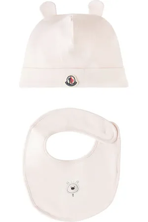Moncler Baby cotton hat and bib set