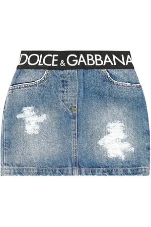 Dolce & Gabbana Logo distressed denim skirt