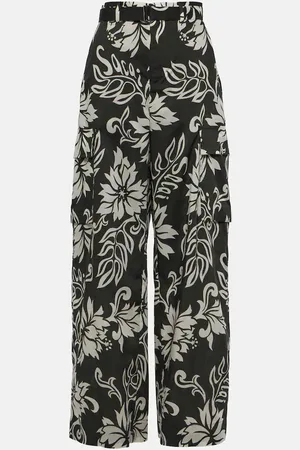 SACAI High-rise floral wide-leg pants