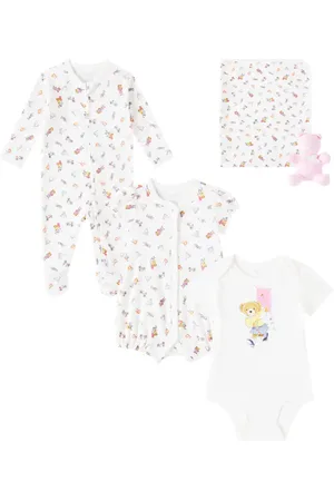 Ralph Lauren Baby onesie, blanket, teddy bear, and 2 bodysuits set