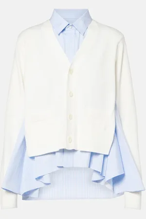 SACAI Cotton-blend poplin cardigan
