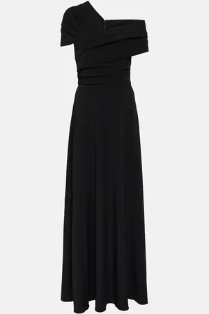 CO CrÃªpe one-shoulder gown