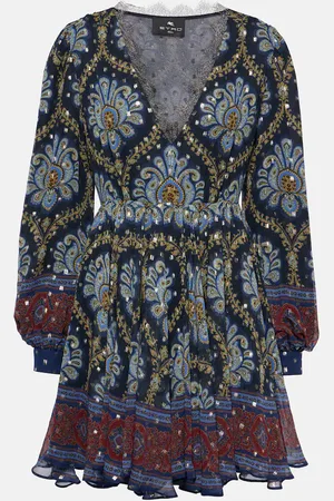 Etro Balloon-sleeve silk jacquard minidress