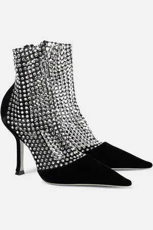 RENE CAOVILLA Galaxia embellished velvet ankle boots