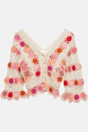 ANNA KOSTUROVA Bouquet floral cotton crochet top