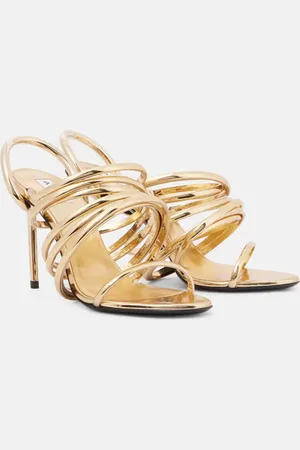 Alaïa AlaÃ¯a Spiral 90 metallic leather sandals
