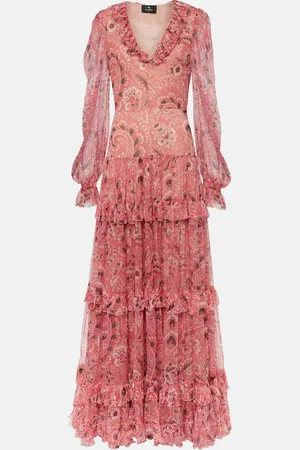 Etro Ruffled tiered paisley silk gown