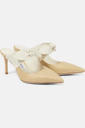 Jimmy Choo Rali 75 raffia and leather mules