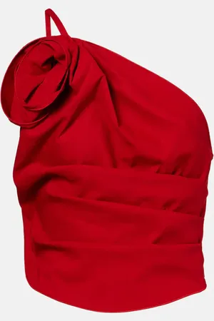MAGDA BUTRYM Floral-appliquÃ© one-shoulder top