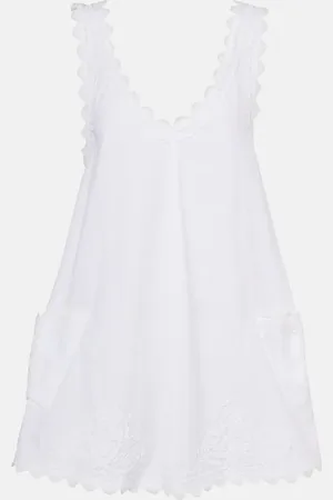 Juliet Dunn Embroidered cotton poplin minidress