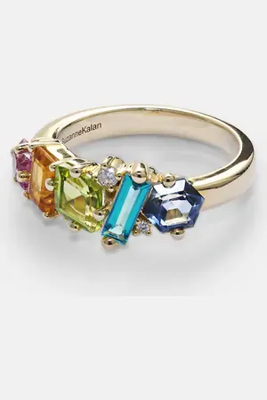 Suzanne Kalan Nadima Glimmer 14kt gold ring with topaz, citrine and diamonds