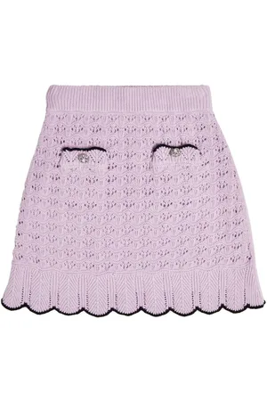 Self-Portrait Crochet cotton and wool miniskirt
