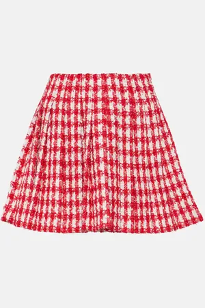 Self-Portrait Pleated houndstooth bouclÃ© mini skirt