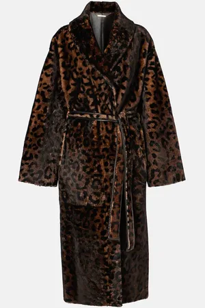 Nour Hammour Imani leopard-print shearling wrap coat