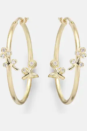 Ileana Makri Lavender Medium 18kt hoop earrings with diamonds