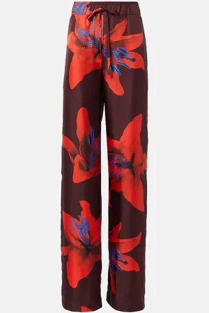 Alexander McQueen Printed silk wide-leg pants