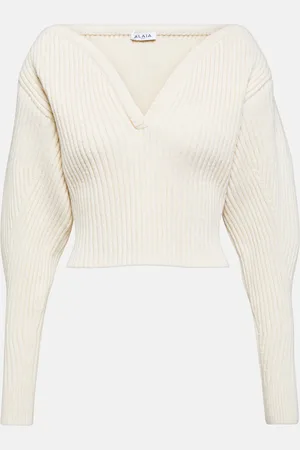 Alaïa AlaÃ¯a Ribbed-knit wool-blend sweater