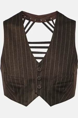 Jean Paul Gaultier Pinstripe cropped wool-blend vest