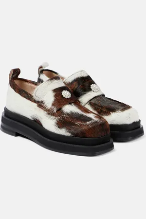 Simone Rocha Heart Toe calf hair platform loafers