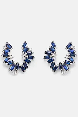 Suzanne Kalan 18kt white gold earrings with diamonds and sapphires