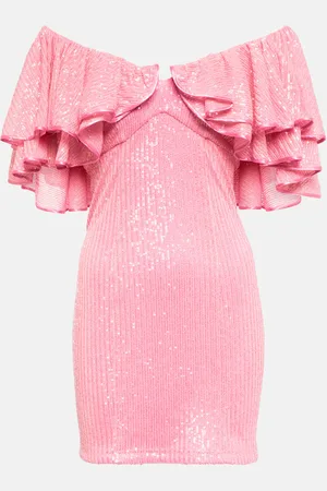 ROTATE Ruffle-trimmed sequined mini dress