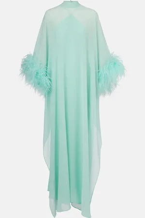 ‎Taller Marmo‎ Penelope feather-trimmed silk kaftan