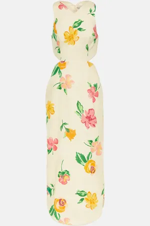 ALÉMAIS AlÃ©mais Cutout linen floral midi dress