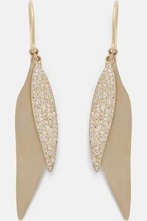 Ileana Makri Falling Leaves 18kt drop earrings with diamonds