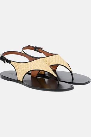 PARIS TEXAS Amalfi raffia-effect thong sandals